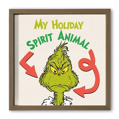 16" The Grinch Holiday Spirit Animal Framed Print