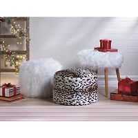 12" Fuzzy White Ottoman Pouf