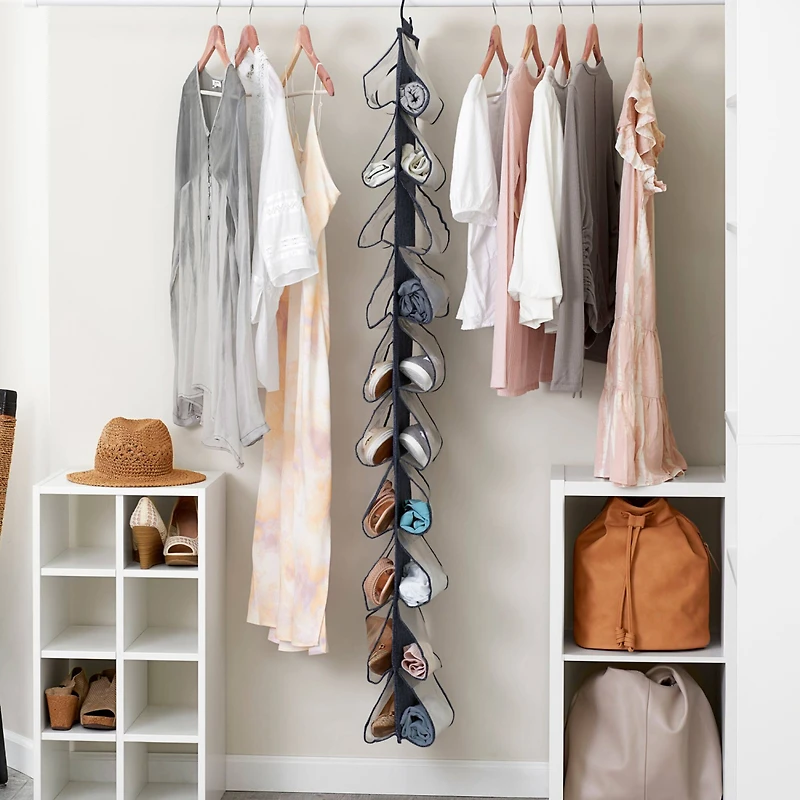 Household Essentials 59.75" Denim Cotton Blend & Plastic Over-the-Door 20 Pocket Shoe Organizer