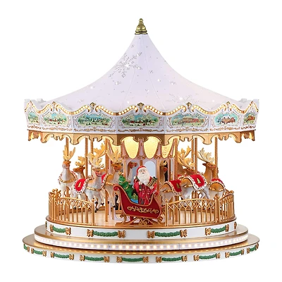 Mr. Christmas 17" White Animated Deluxe Crystal Carousel