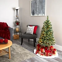 4ft. Pre-Lit Wisconsin Slim Snow Tip Pine Artificial Christmas Tree with Clear LED Lights