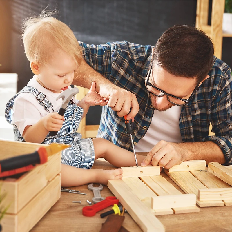 Kids Wood Tabletop Toy Workbench Playset