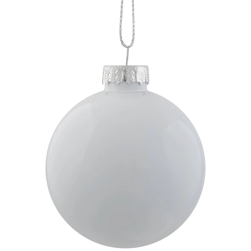 9ct. 2.5" Shiny & Matte White Glass Ball Ornaments