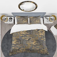 Designart 'Gold Checkered Pattern I' Mid-Century Duvet Cover Set
