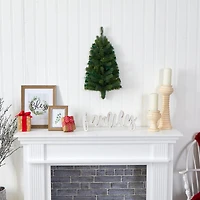 2ft. Pre-Lit Flat Back Wall Hanging Artificial Christmas Tree, Clear LED Lights