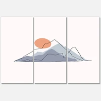 Designart - Abstract Mountainscape With Red Moon