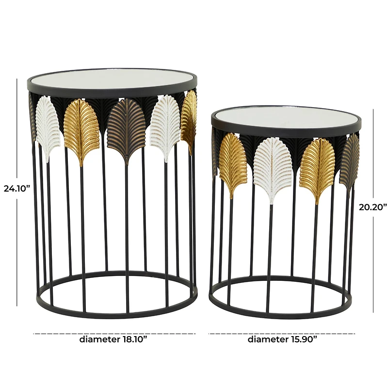 Black Metal Contemporary Accent Table Set