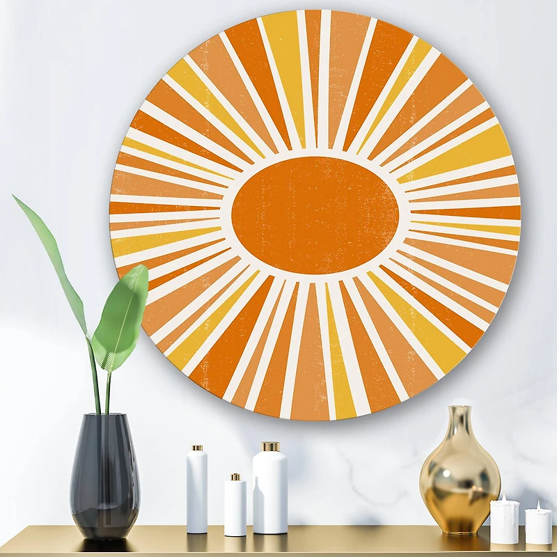 Designart - Minimalist Bright Shining Orange Sun Rays I