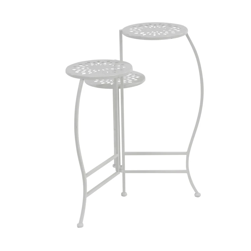White Metal Traditional Plantstand Set