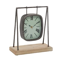 12" Gray Wood Farmhouse Swing Clock