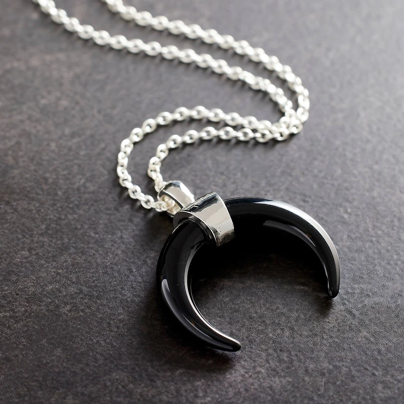Black Curved Horn Pendant by Bead Landing™