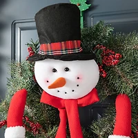 Glitzhome® 24" Snowman Flocked Pine Needle & Berry Wreath