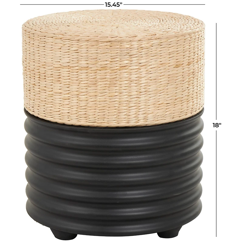 18" Two-Toned Stool with Seagrass Top