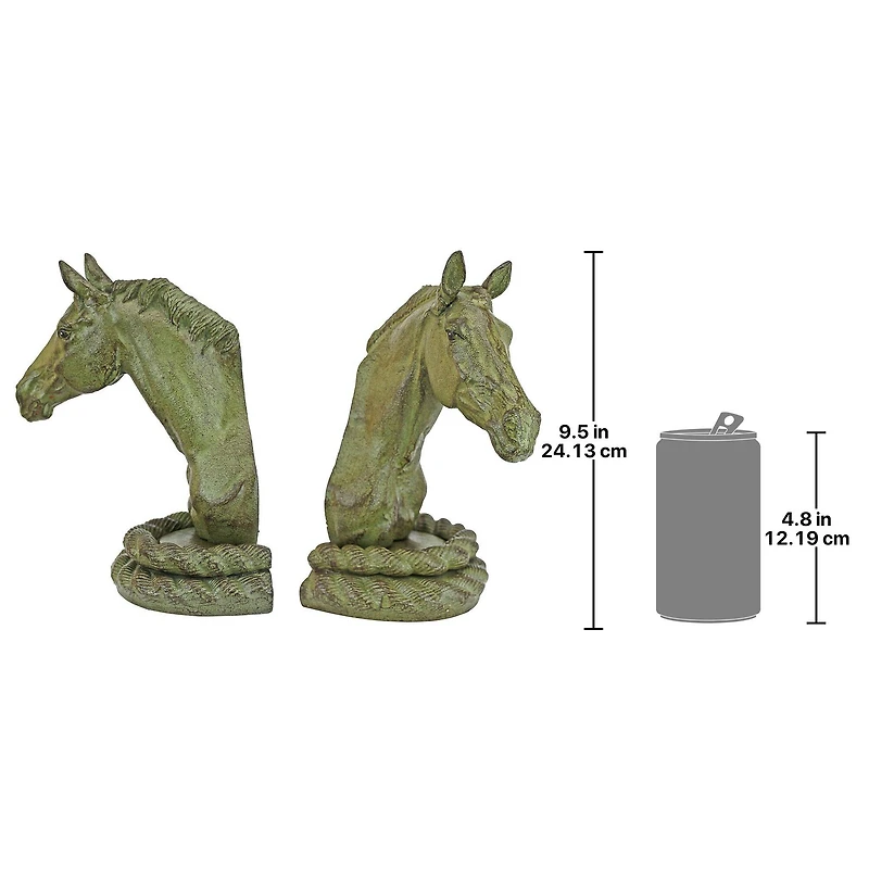 9.5" Equestrian Elegance Metal Sculptural Bookend Set