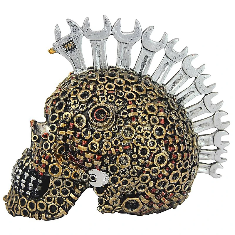 Design Toscano 5.5" Gear Head Nuts & Bolts Motor Skull Statue