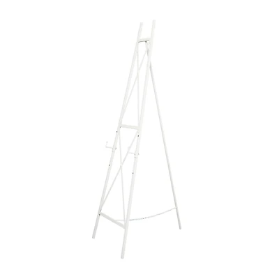 64" White Metal Adjustable Minimalist Floor Easel with Chain Support
