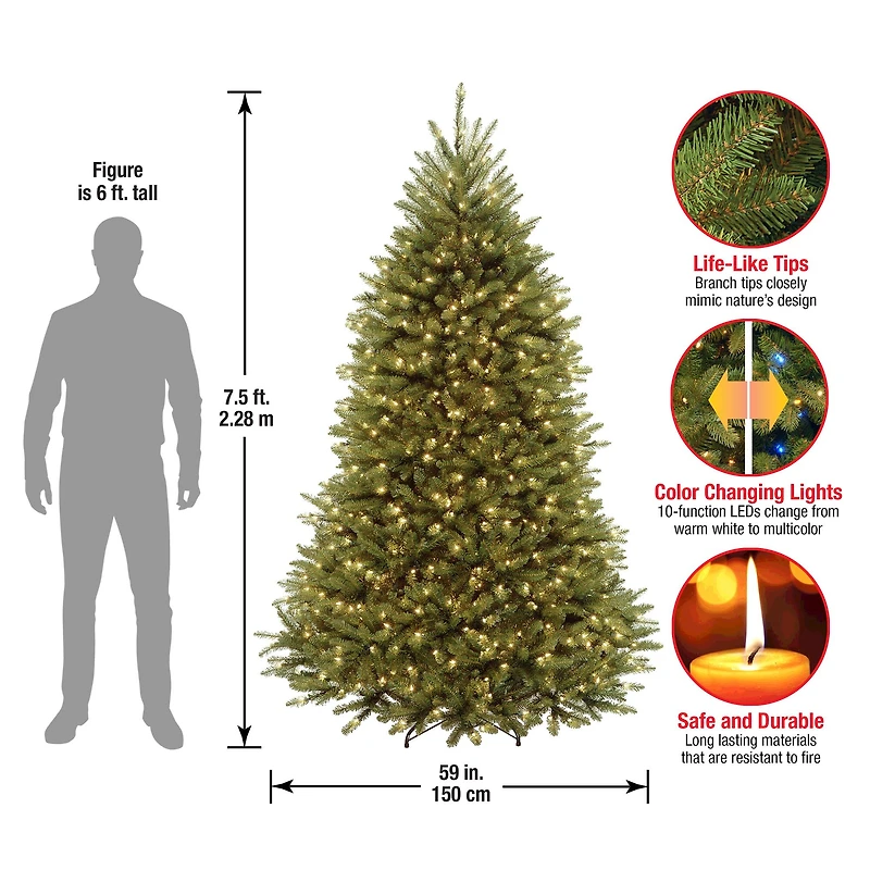 ft. Pre-lit PowerConnect™ Dunhill® Fir Full Artificial Christmas Tree