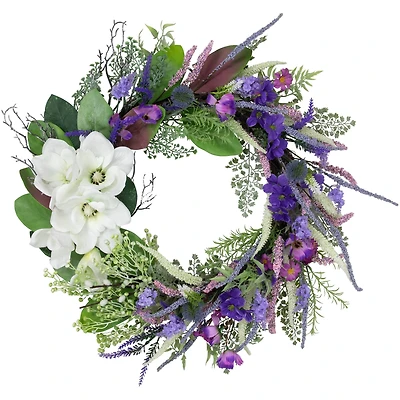 24" Mixed Wildflowers & Magnolias Wreath