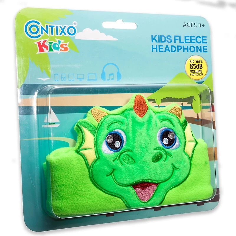 Contixo H1 Adjustable Fleece Headband Headphones, Dinosaur