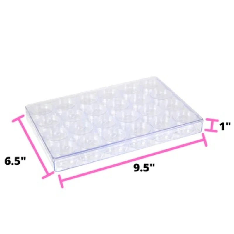Everything Mary Large Plastic Bead Storage Organizer Box with 24 Jars