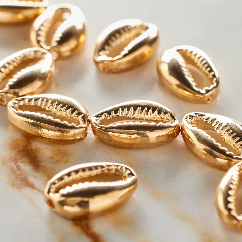 Gold Cowrie Shell Beads by Bead Landing®, 17mm