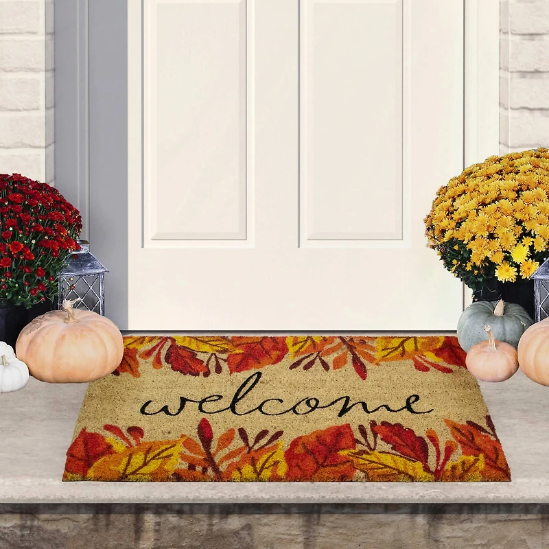 Leafy Fall Harvest Rectangular Welcome Doormat