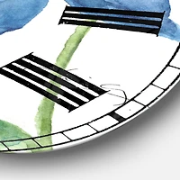 Designart 'Blue Columbine Flowers With Butterfly Traditional Wall Clock