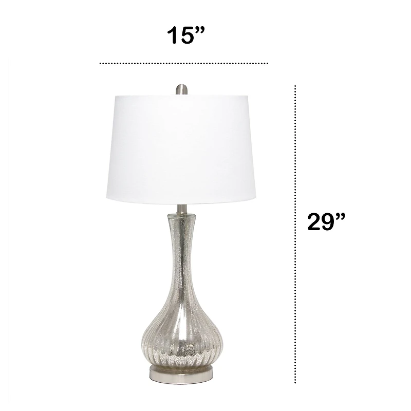 Lalia Home 29" Speckled Mercury Tear Drop Table Lamp with White Fabric Shade