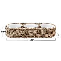 Hello Honey® Hand-Woven Seagrass Basket & Ceramic Bowls Set