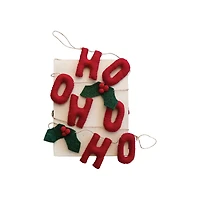 Hello Honey® 6ft. Handmade Wool Felt "HO HO HO" with Holly Leaves & Berries Garland