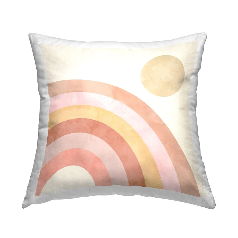 Stupell Industries Pink Desert Rainbow Rising Sun Boho Sky Throw Pillow 18" x 18"