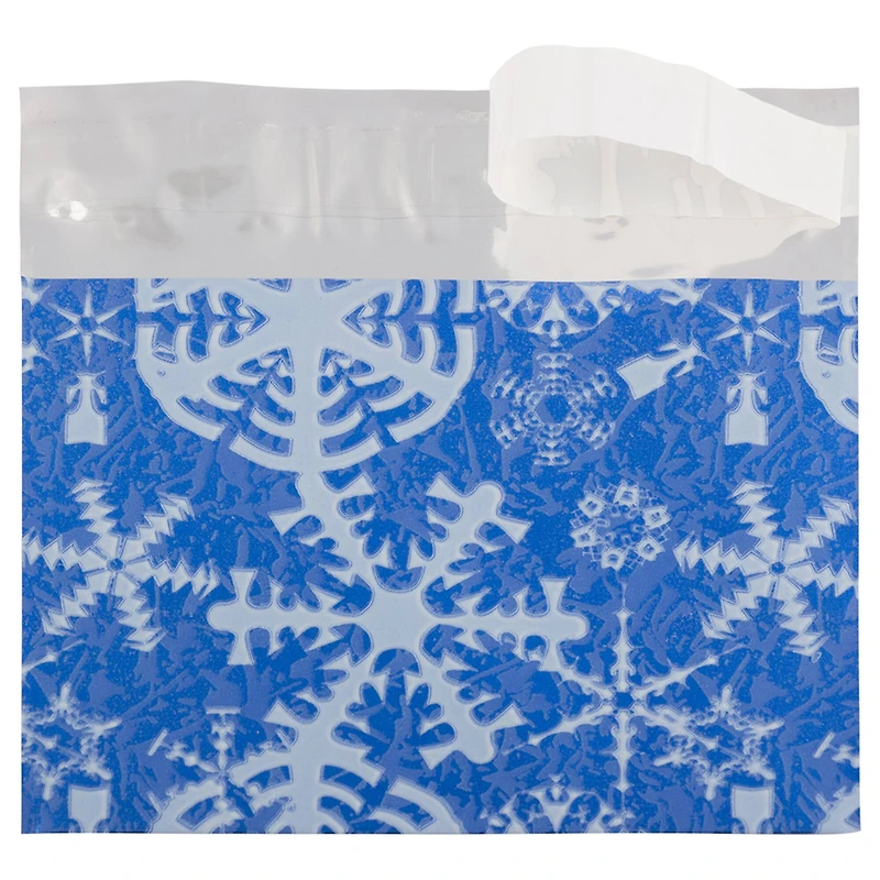 JAM Paper 5" x 6.125" Blue with White Snowflakes Premium Foil Envelopes