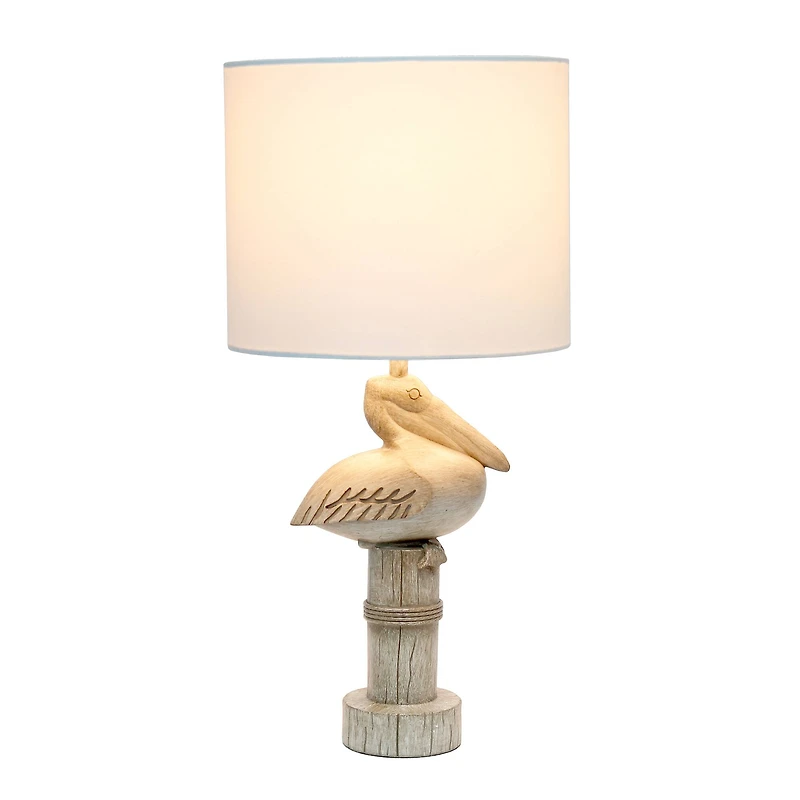 Simple Designs™ 17" Beige Wash Sitting Pelican Table Lamp with White Shade