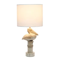Simple Designs™ 17" Beige Wash Sitting Pelican Table Lamp with White Shade