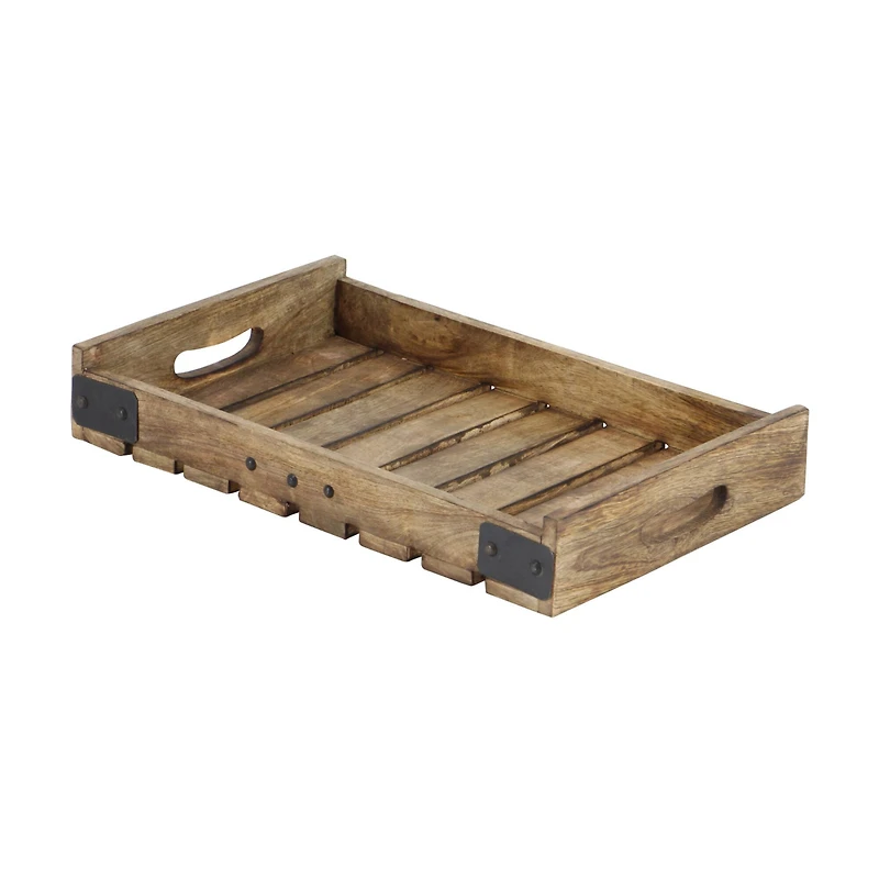 Brown Mango Wood Farmhouse Tray Set