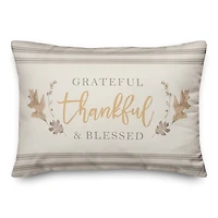 Grateful Thankful Blessed Stripes Indoor/Outdoor Pillow