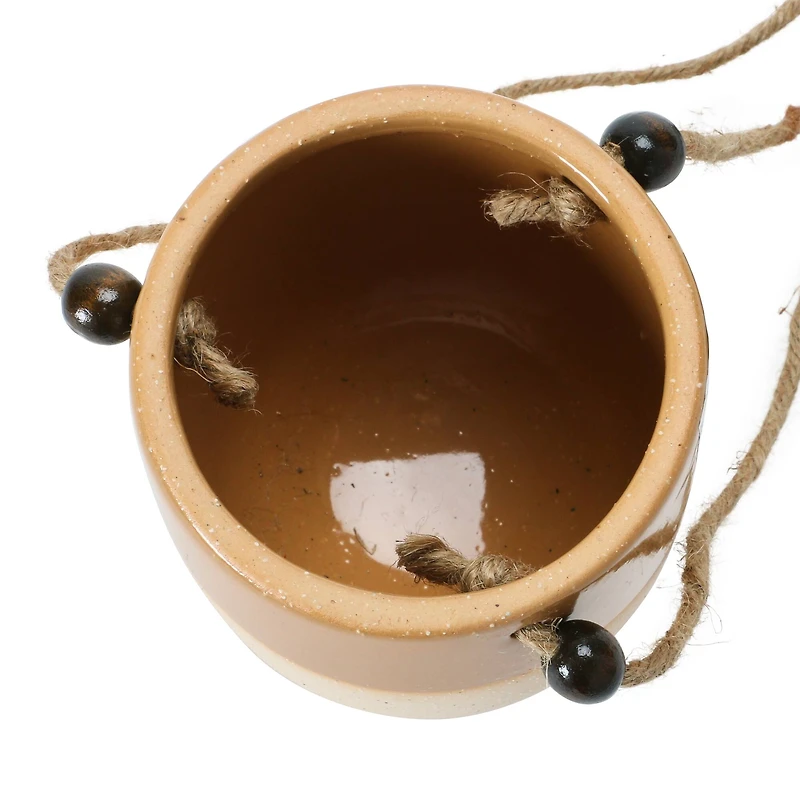 Hello Honey® 4.5" Assorted Stoneware Planter with Bead Hanger, 4ct.