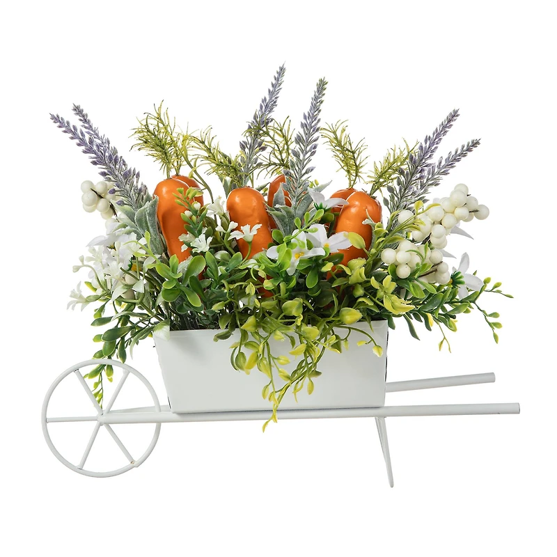 Glitzhome® 12.5" Easter Carrot Metal Wagon Centerpiece
