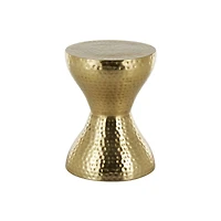 18.5" Gold Metal Hammered Accent Table with Hourglass Shape