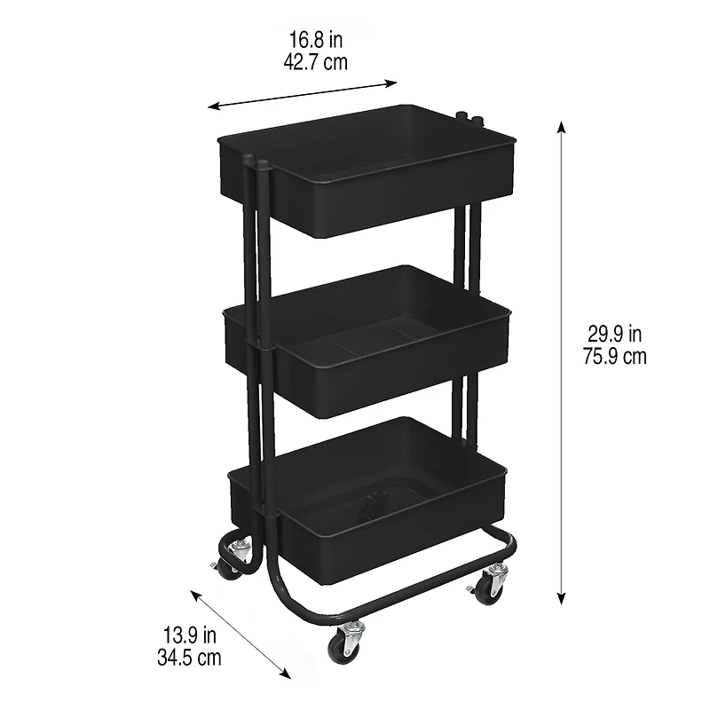 Lexington 3-Tier Rolling Cart by Simply Tidy