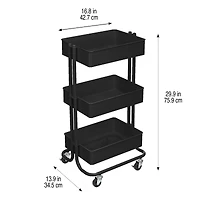 Lexington 3-Tier Rolling Cart by Simply Tidy