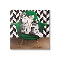 Stupell Industries Hipster Dogs Green Mod Chair Modern Room Interior Canvas Wall Art