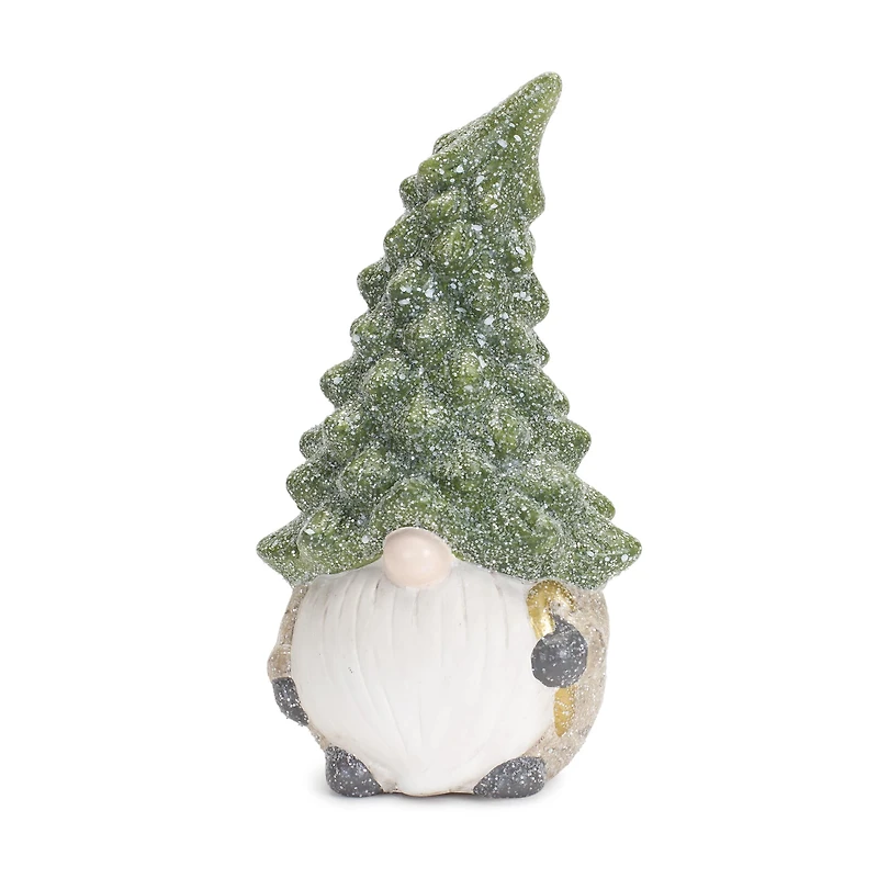 7" Holiday Gnome with Tree Hat Terra Cotta Figurine Set
