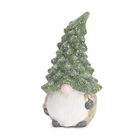 7" Holiday Gnome with Tree Hat Terra Cotta Figurine Set