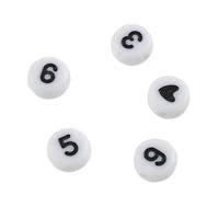White & Black Number Acrylic Circle Craft Beads, 7mm by Bead Landing™