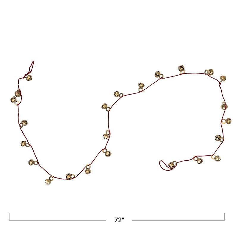 Hello Honey® 6ft. Antique Gold Finish Metal Bells on Red Cord Garland