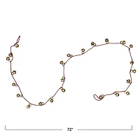 Hello Honey® 6ft. Antique Gold Finish Metal Bells on Red Cord Garland