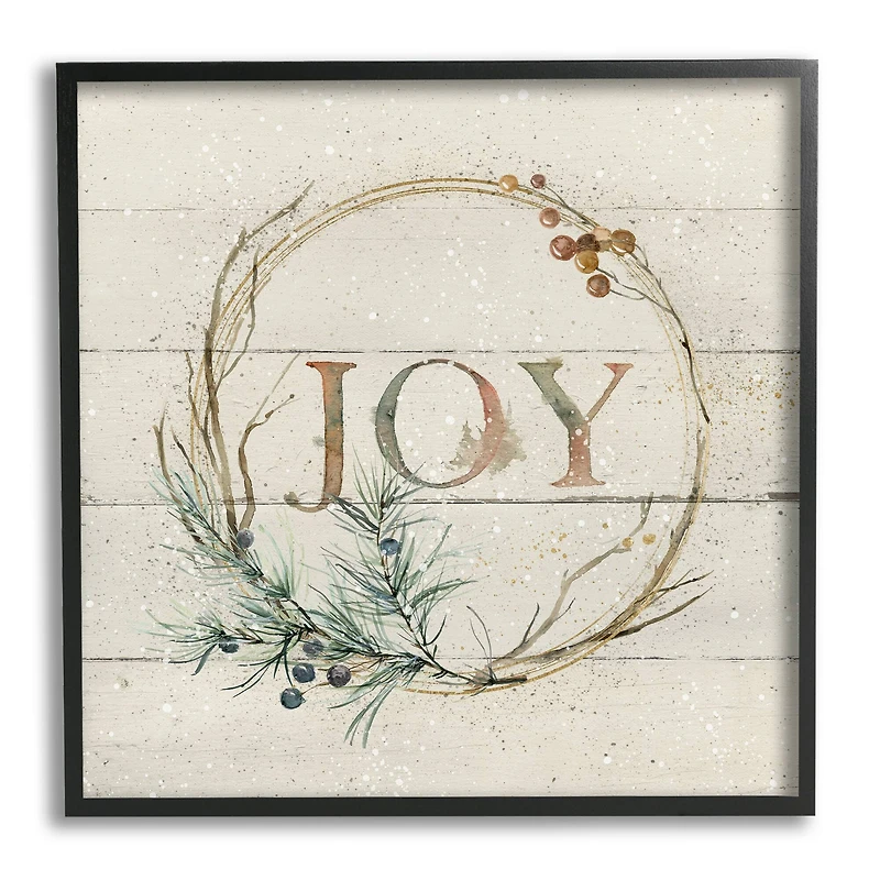 Stupell Industries Seasonal Winter Joy Wreath Framed Giclee Art