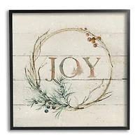 Stupell Industries Seasonal Winter Joy Wreath Framed Giclee Art