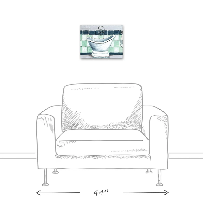 Green And Blue Bathtub 14" x 11" Canvas Wall Art